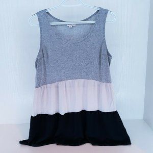 Umgee Small Tunic Style Tank Top Gray Cream Black